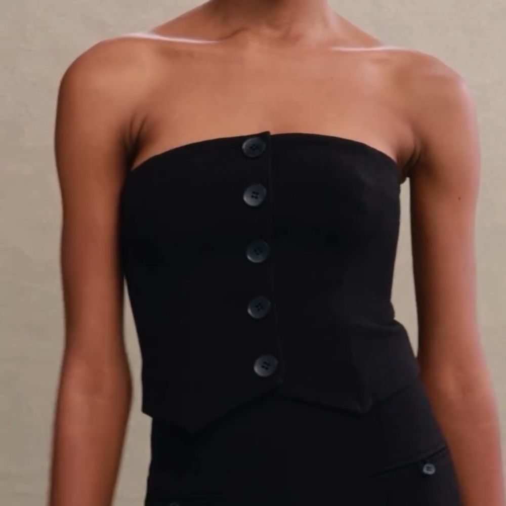 Shona Joy Black Strapless Button Up Bodice